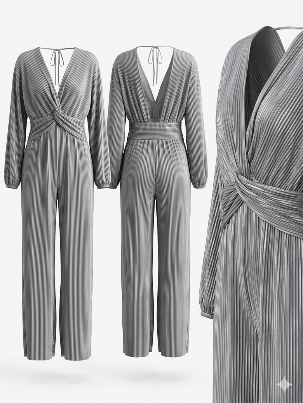 Elegant Gray Striped Dress